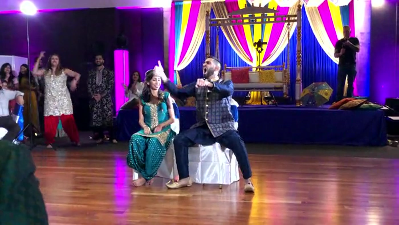 A comedy skit about the bride and groom having different tastes in music